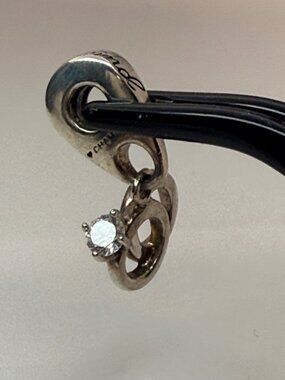 Chamilia Sterling Silver Love Is Kind Wedding Rings CZ Dangle Charm